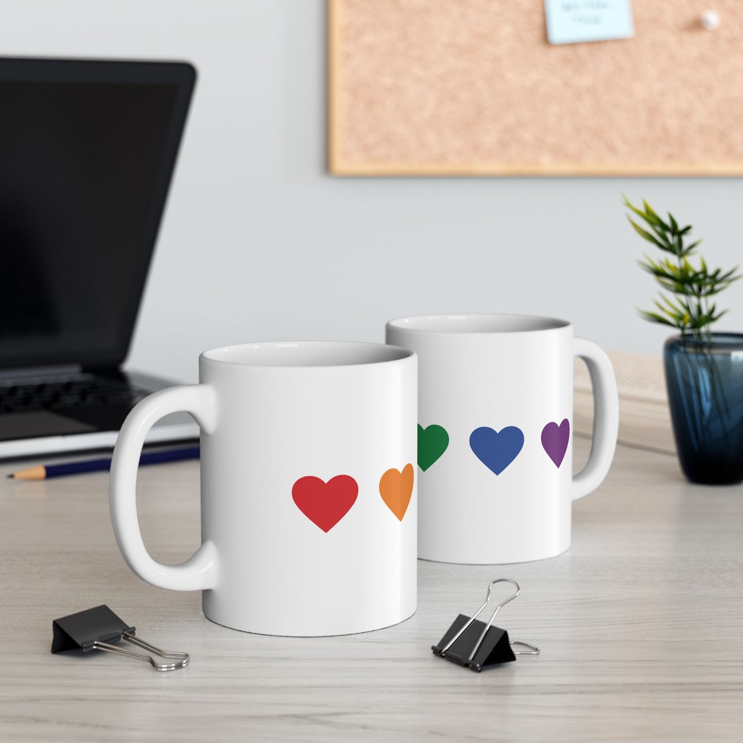 Rainbow Hearts Ceramic Mug, (11oz, 15oz)