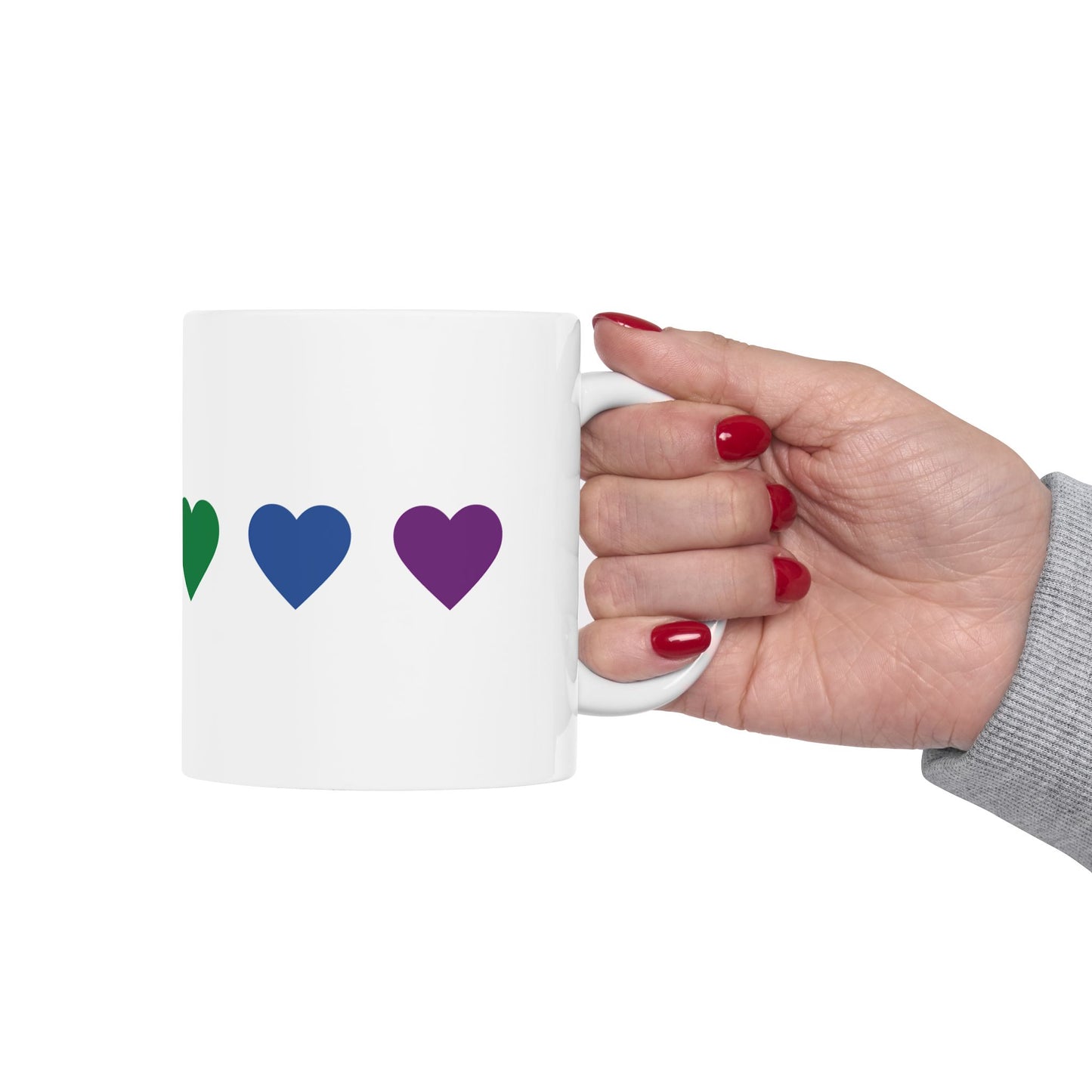 Rainbow Hearts Ceramic Mug, (11oz, 15oz)